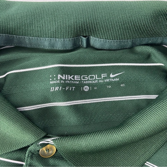 Nike Golf Polo Men XL Green Striped Short Sleeve Shirt Dri Fit - Picture 4 of 6